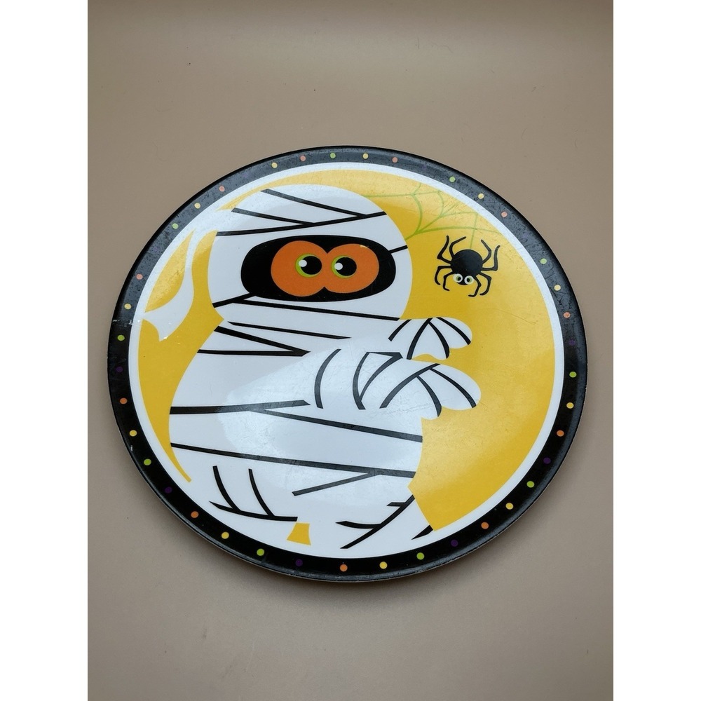 Halloween‎ Mummy & Spider Plate & Matching Yellow Divided Toddler Plate